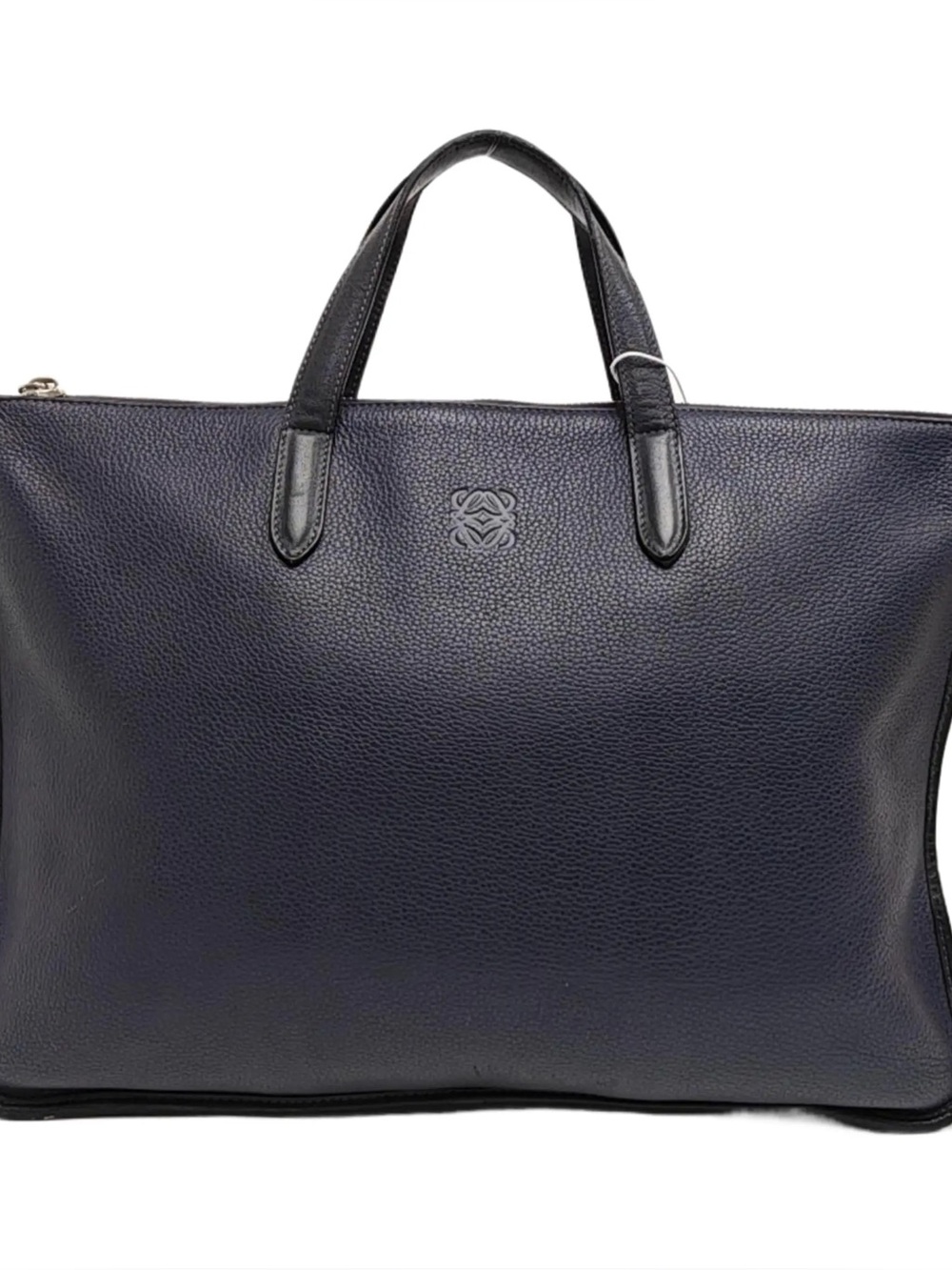 Loewe Navy Blue Pebbled Leather Top-Handle Briefcase